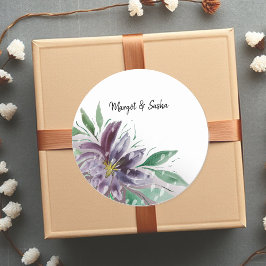 Lila Abstrakt Boho Lotus Akvarell Runt Klistermärke