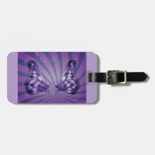 Lila Abstrakt Butterfly med Radiant Vingar Bagagebricka