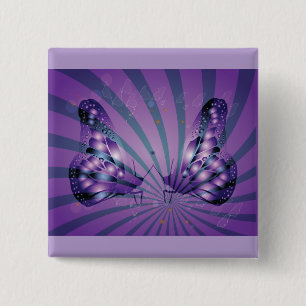 Lila Abstrakt Butterfly med Radiant Vingar Knapp