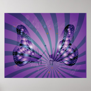 Lila Abstrakt Butterfly med Radiant Vingar Poster