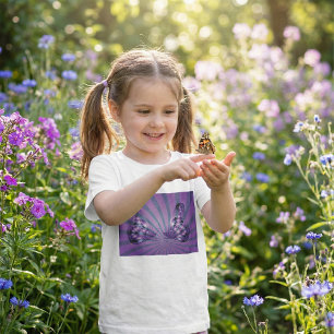 Lila Abstrakt Butterfly med Radiant Vingar T Shirt