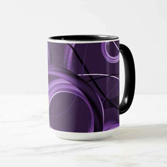 Lila abstrakt designer-mugg mugg (Framsida höger)