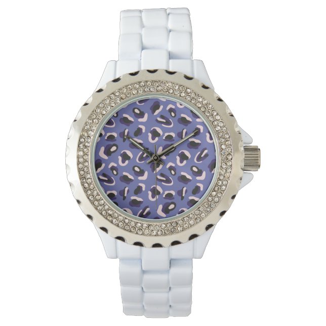 Lila abstrakt djurtryck armbandsur (Framsida)