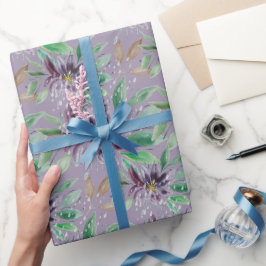 Lila Abstrakt Fryst Lotus Vattenfärg Presentpapper