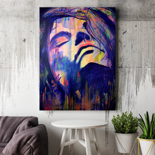 Lila Abstrakt Graphic Woman Porträtt Art Print Poster