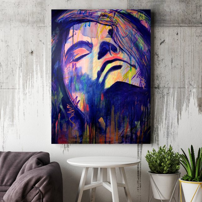 Lila Abstrakt Graphic Woman Porträtt Art Print Poster (Skapare uppladdad)