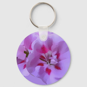 Lila Abstrakt Hibiskusblomma Nyckelring