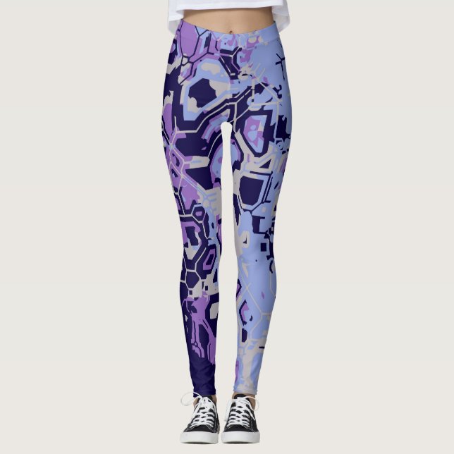 Lila Abstrakt Leggings (Framsida)