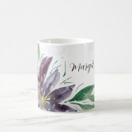 Lila Abstrakt Lotus Akvarell Spets Kaffemugg