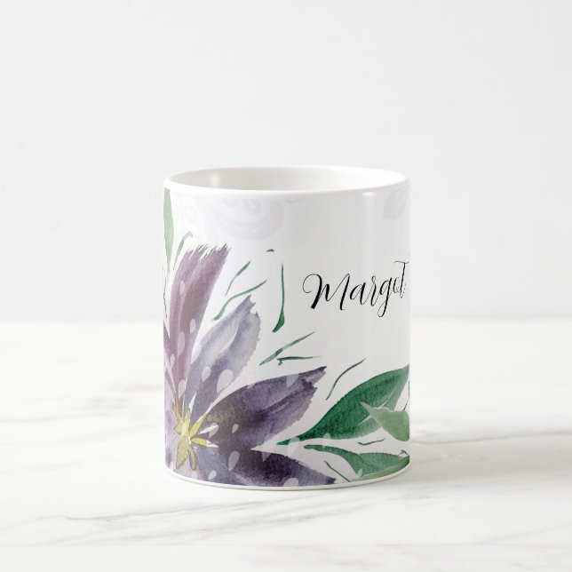 Lila Abstrakt Lotus Akvarell Spets Kaffemugg (Center)