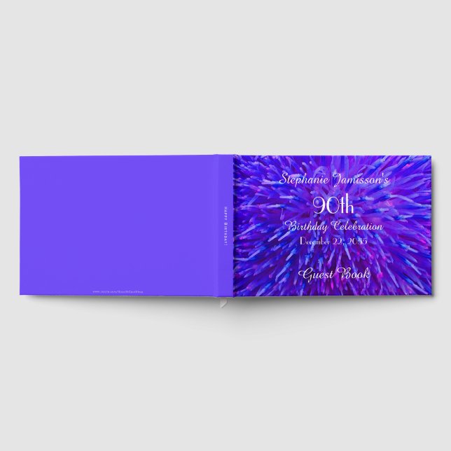 Lila Abstrakt Makro Blommigt Födelsedagsfest  minn Gästböcker (Full)