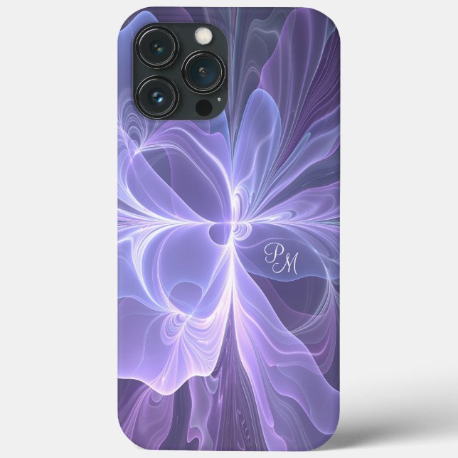 Lila Abstrakt Modern Fractal Art Initialer (Baksida)