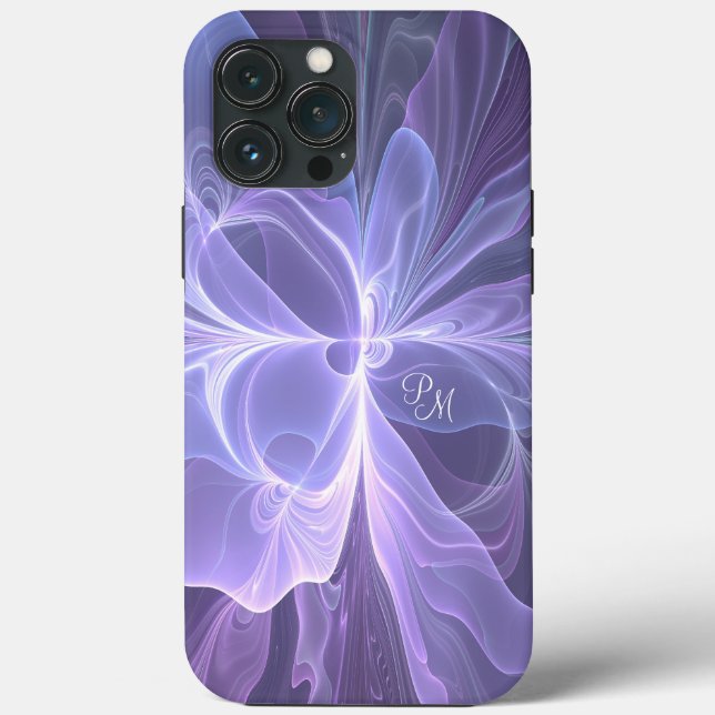 Lila Abstrakt Modern Fractal Art Initialer (Baksida)