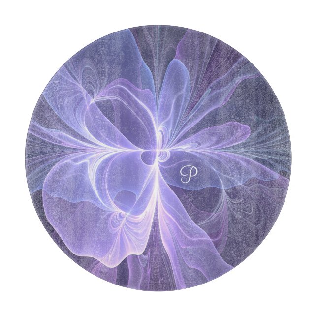 Lila Abstrakt Modern Fractal Art Monogram (Framsidan)