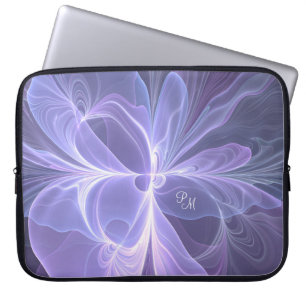 Lila Abstrakt Modern Fraktal Konst Initialer Laptop Fodral