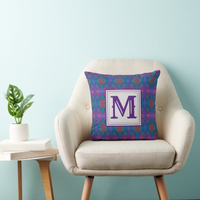 Lila Abstrakt Modern Monogram Kudde (Stol)