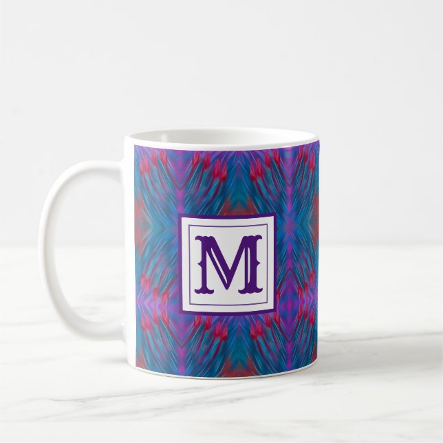 Lila Abstrakt Monogram Modern Kaffemugg (Vänster)
