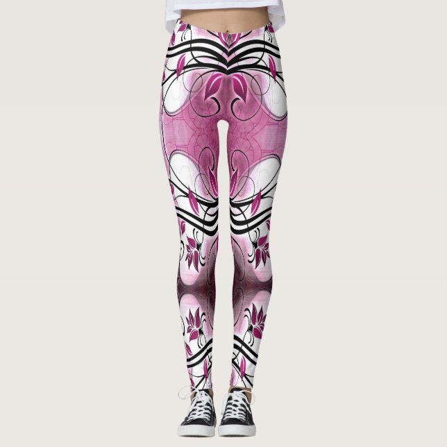 Lila abstrakt - motiv för benbalar leggings (Framsida)
