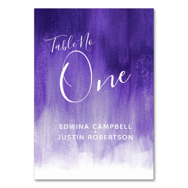 Lila abstrakt tvättar modernt bordsnummer ett (Baksidan)