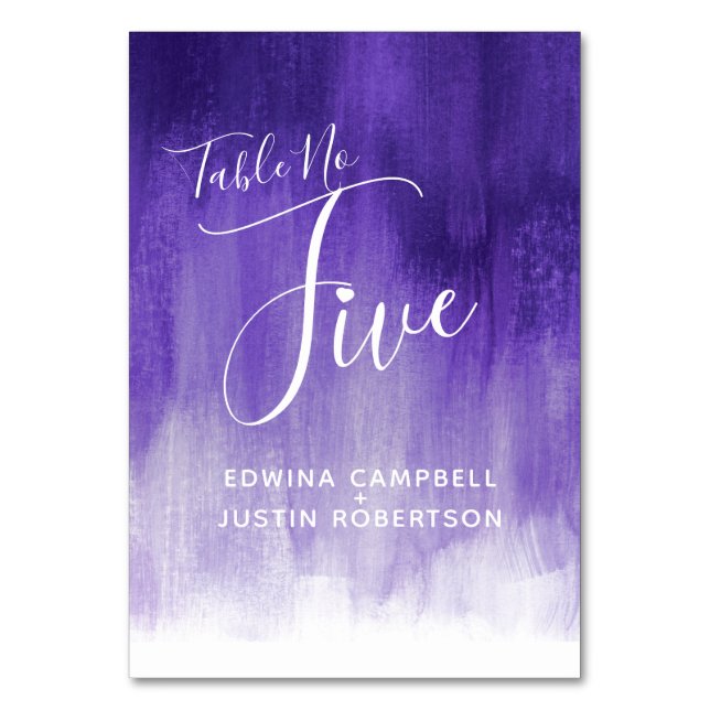 Lila abstrakt tvättar modernt bordsnummer fem (Framsidan)