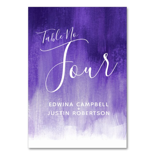 Lila abstrakt tvättar modernt bordsnummer fyra (Framsidan)