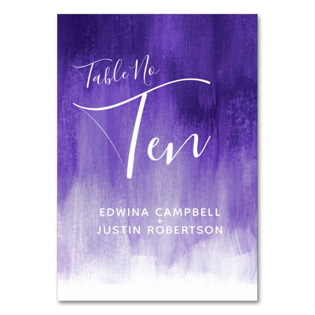 Lila abstrakt tvättar modernt bordsnummer tio (Framsidan)