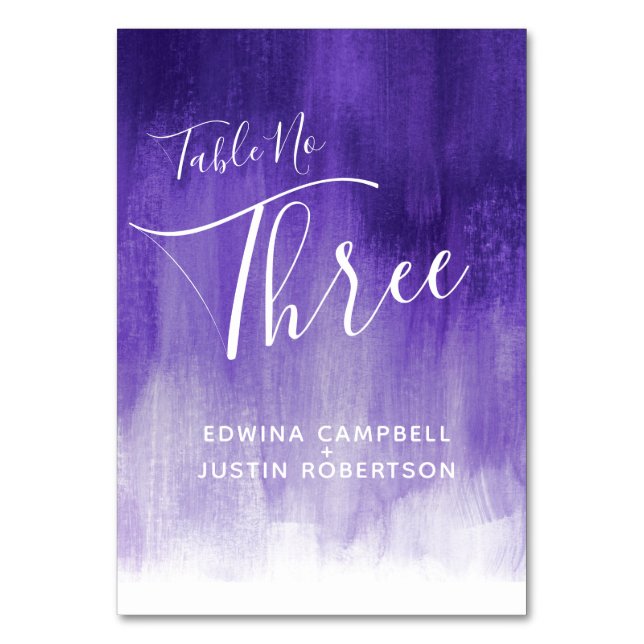 Lila abstrakt tvättar modernt bordsnummer tre (Framsidan)