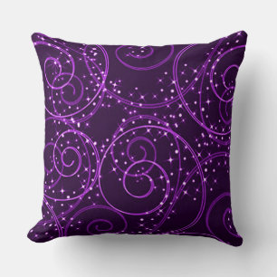 Lila Abstrakt Twinkling Stars Swirl Dekorativ kudd Kudde