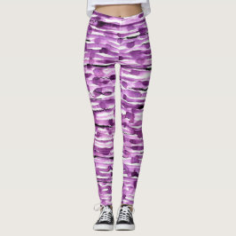 Lila Abstrakt Watercolor Rand Leggings