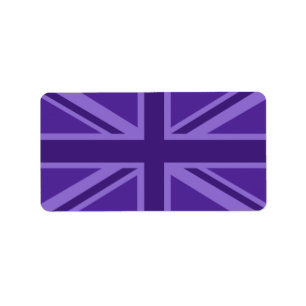 Lila Accent Union Jack Decor Adressetikett