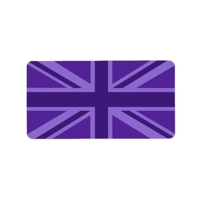Lila Accent Union Jack Decor Adressetikett (Framsidan)