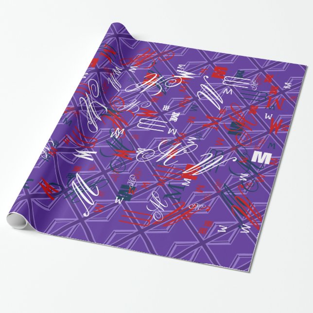 Lila Accent Union Jack Decor Presentpapper (Utrullad)