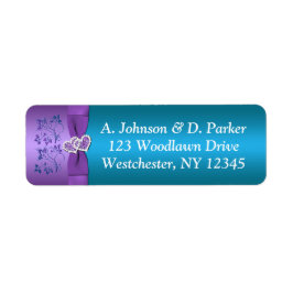 Lila, adressetikett för återsändande av tajingarti returadress etikett