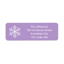 Lila Adressetiketter av snöflingor