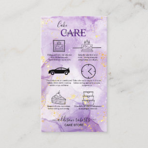 Lila Aesthetic Cake Care Affärskort Visitkort
