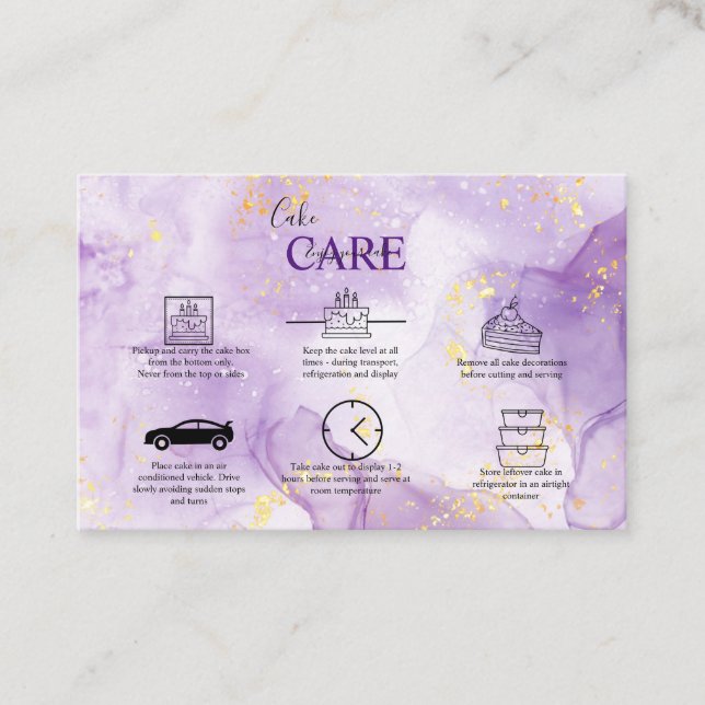 Lila Aesthetic Cake Care Square Affärskort Visitkort (Framsida)