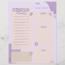 Lila Aesthetic Daily Planner Page Page