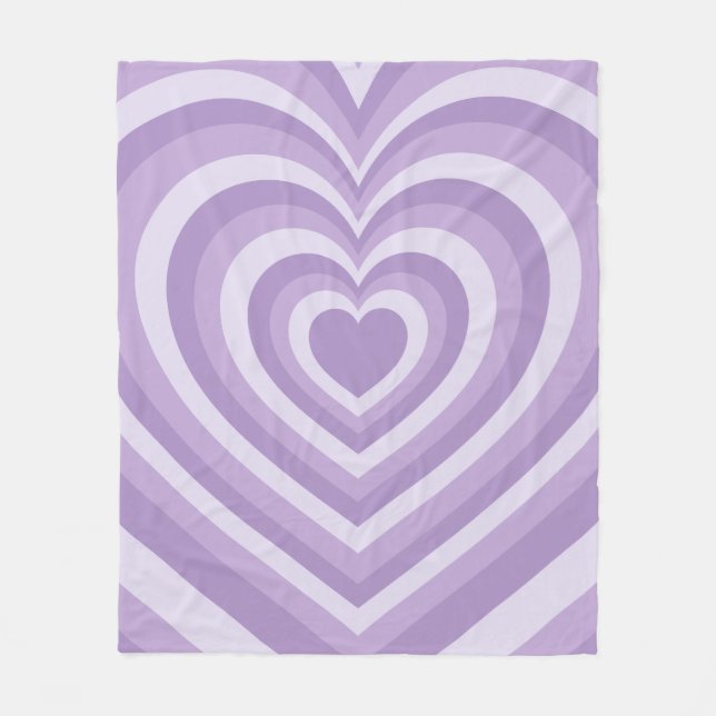 Lila Aesthetic Groovy Repeat Hearts Mönster Fleecefilt (Framsidan)