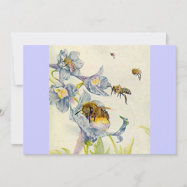 Lila affärsmeddelande för Honeybee & för Inbjudningar (Framsida)