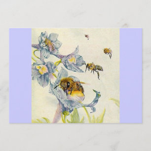 Lila affärsmeddelande för Honeybee & för Inbjudningar