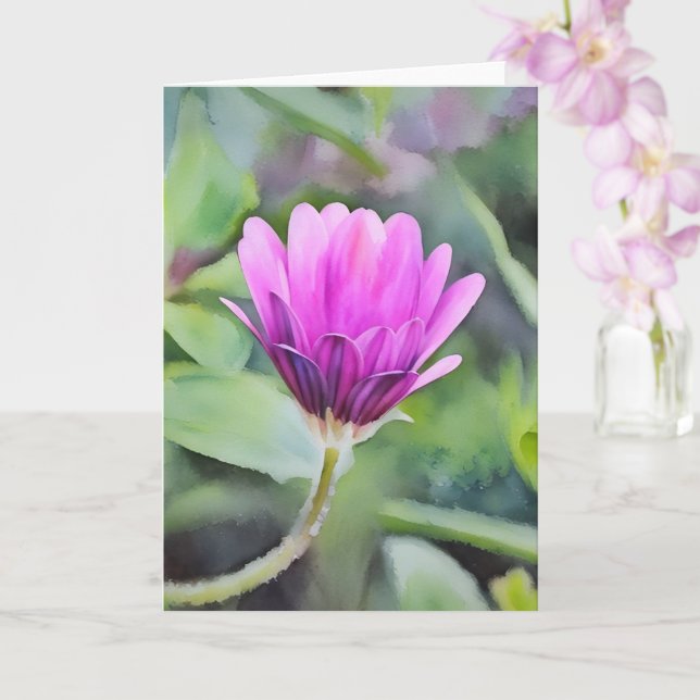 Lila African Daisy Bud Flower Art Note Card Kort (Orkide)