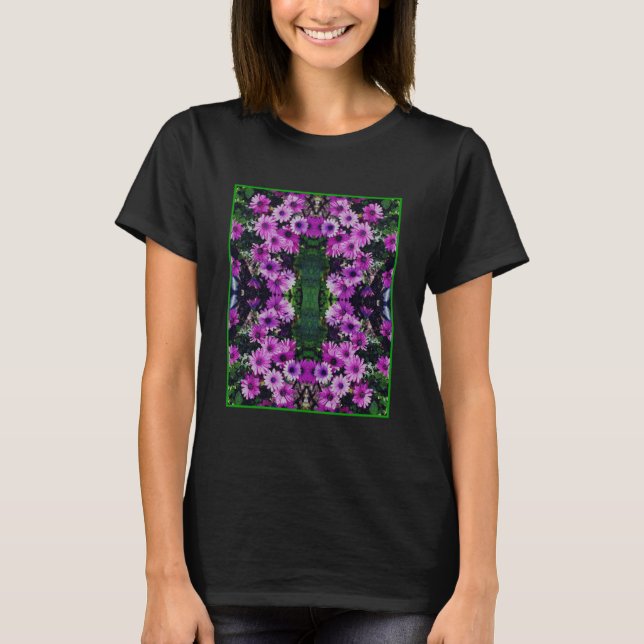 Lila African Daisy Flowers Abstrakt T Shirt (Framsida)