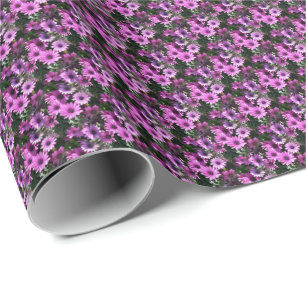 Lila African Daisy Flowers Nature Mönster Presentpapper