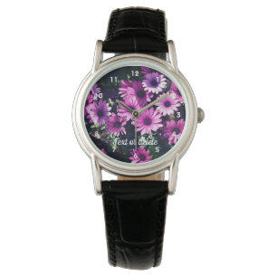 Lila African Daisy Flowers Personlig Armbandsur