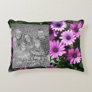 Lila African Daisy Flowers Ram Lägg till ditt foto Prydnadskudde