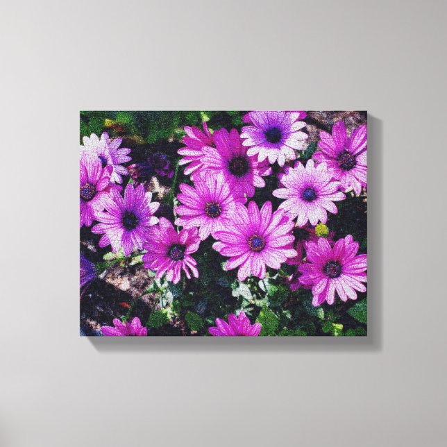 Lila African Daisys Crackled See Canvastryck (Framsida)