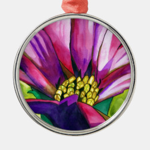Lila Afrikas Daisy vattenfärgskonst blomma Julgransprydnad Metall