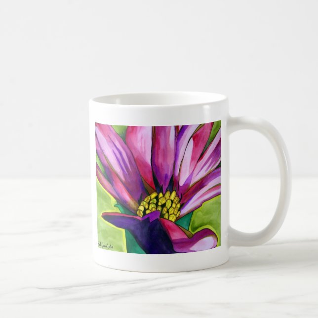 Lila Afrikas Daisy vattenfärgskonst blomma Kaffemugg (Höger)