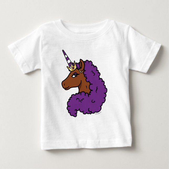 Lila Afro Enhörning T Shirt (Framsida)