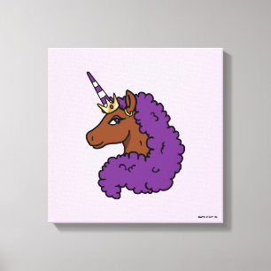 Lila Afro Unicorn Canvastryck